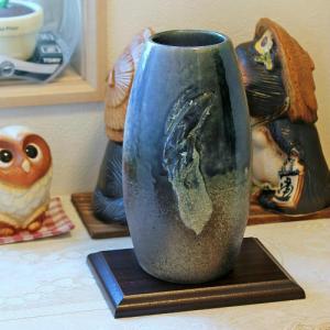 信楽焼 花瓶 青 ビードロ おしゃれ 一輪挿し...の詳細画像1