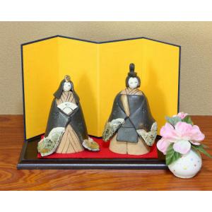 雛人形 コンパクト 陶器 小さい 可愛い ひな人形/ 花木箱 雛段飾り