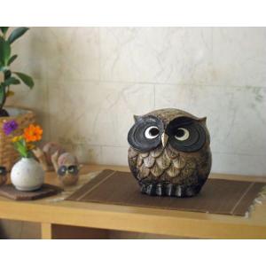 信楽焼 フクロウ 置物 夫婦 8号 黄・白 ふくろう 梟 おしゃれ 北欧