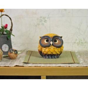 信楽焼 フクロウ 置物 夫婦 8号 黄・白 ふくろう 梟 おしゃれ 北欧