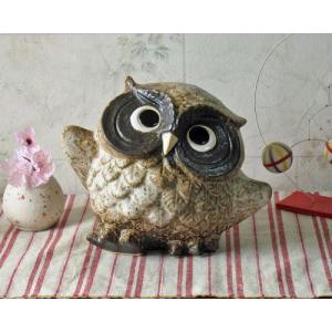 信楽焼 フクロウ 置物 粉引 ダンス 5号 ふくろう 梟