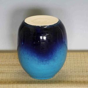 信楽焼 一輪挿し 青ガラス 小さい 花瓶 陶器...の詳細画像2