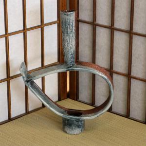 在庫数限り 信楽焼 水盤 花器 20号 窯肌変形ひねり 小判 陶器 池坊