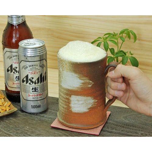 信楽焼 ビール ジョッキ 容量1L 緋色 スカーレット おしゃれ ビアジョッキ 陶器 タンブラー ビ...