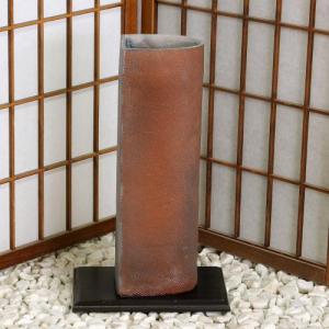 信楽焼 花器 青磁 筒型 寸胴 スカーレット 立花 陶器 花瓶 生け花 和風
