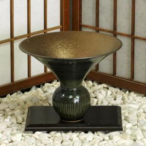 信楽焼 花器 スカイブルー合わせ 立花 陶器 花瓶 生け花 和風 華道