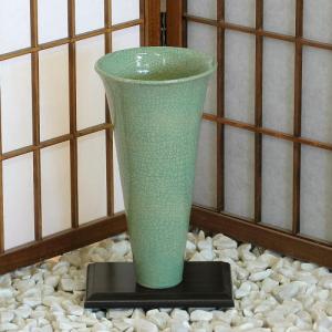 信楽焼 花器 青磁 貫入 立花 陶器 花瓶 生け花 和風 華道 池坊 生花用
