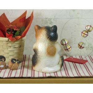 信楽焼 猫 置物 幸福ネコ 6号 三毛 陶器 ...の詳細画像1