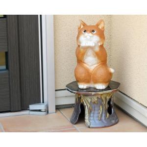 信楽焼 猫 置物 幸福のネコ 10号 三毛 陶器 猫の置物 おしゃれ
