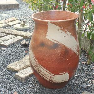 在庫数限り 信楽焼 大きな 花瓶 灰釉 櫛目 長 17号 おしゃれ 大 在庫数限り 信楽焼 大きな 花瓶 灰釉 櫛目 長 17号 おしゃれ 大