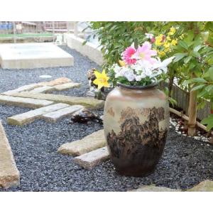 ポイント8倍]信楽焼 大きな 花瓶 黒釉大壷広口 15号 おしゃれ 大壺
