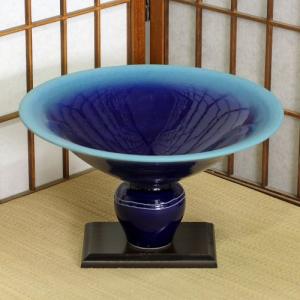信楽焼 花器 黄釉 波堀 掛分 自由花 陶器 花瓶 生け花 和風 華道 池坊