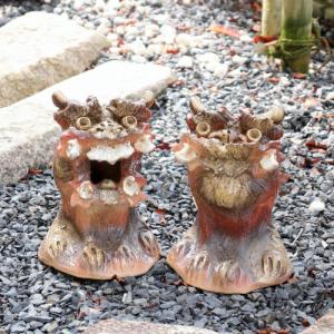 沖縄 壷屋焼 シーサー 阿吽 美ら島 やちむん 焼物 育陶園 縁起物