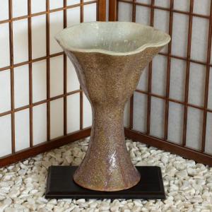 ●いけばな 池坊 花器 下蕪 陶器 花瓶 生花● 花器 カキ 剣山 生け花 水盤 華道 道具 けんざん 花道 陶器 (剣山なし