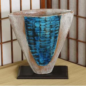 信楽焼 水盤 花器 12号 青磁 貫入 陶器 池坊 嵯峨御流 生け花