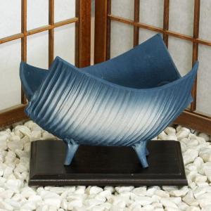 信楽焼 青窯変波彫花器 和風 癒し 壷 つぼ 花瓶 花器 陶器 花入れ