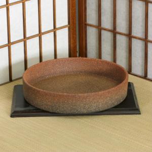 信楽焼 水盤 花器 12号 緑青 ガラス ソリ 丸 陶器 池坊 嵯峨御流