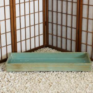 信楽焼 水盤 青 クリーム 角 25号 花器 陶器 池坊 嵯峨御流 生け花 華道用 花瓶 ギフト 信楽焼き 在庫数限り あすつく