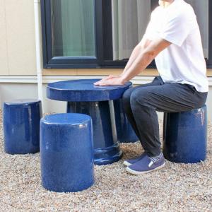 ポイント5倍]信楽焼 ガーデンチェア 班点 石肌 スツール おしゃれ 花台