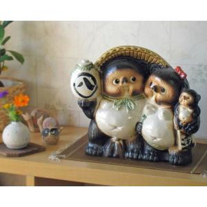 信楽焼 狸 置物 ブーケ 花入れ たぬきの置物 7号 花器 玄関 狸置物