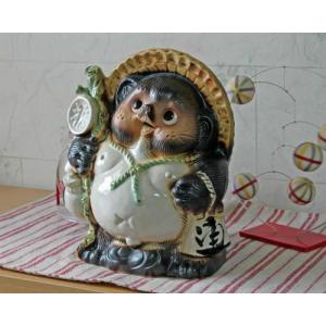 信楽焼 狸 置物 お願い祈り たぬきの置物 7号 オス(名入れも可) 玄関