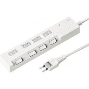 サンワサプライ 節電エコタップ 2P 4個口 ホコリ防止シャッター
