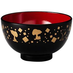 「 PEANUTS(ピーナッツ) 」 スヌーピー 和食器 筆唐草 塗 汁椀 直径10.5cm ブラック 611516