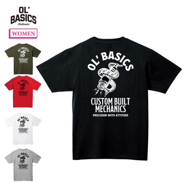 Ol' Basics（オール・ベーシックス） 半袖Tシャツ スパークプラグ 蛇 イラスト ロゴ バッ...