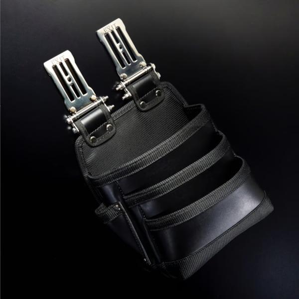 WORKERZ EXIT 腰袋３段 EXT-KB03BK フェイクレザー メタルプレート 連結金具 ...