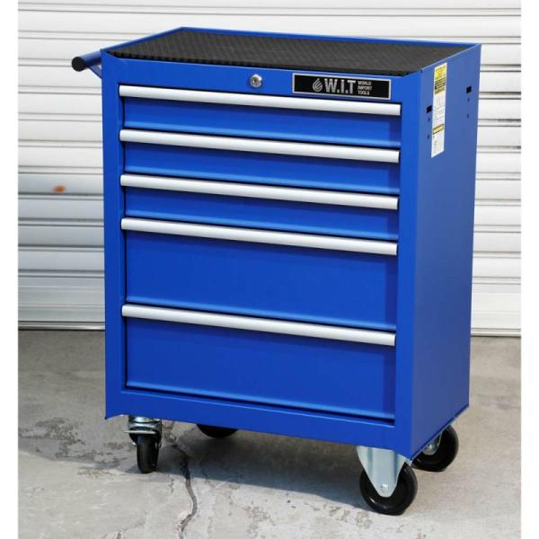 WIT (ワールドインポートツールズ) 5段 ドロワーキャビネット キャスター付 幅570mm 最大...