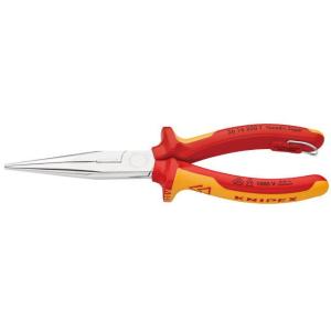 KNIPEX（クニペックス）2616-200TBK 絶縁先長ラジオペンチ200mmクロムメッキ 落下防止留め輪付き｜mulhandz