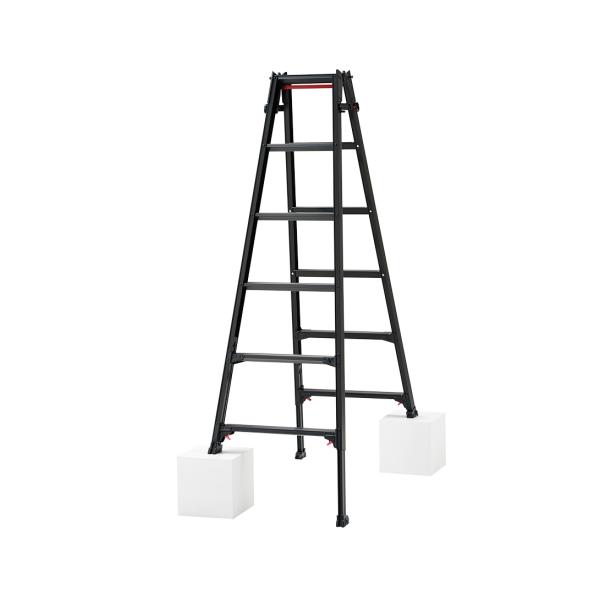 長谷川工業 (ハセガワ) RYZB-18 脚部伸縮式はしご兼用脚立(ワンタッチバー付) BLACK ...