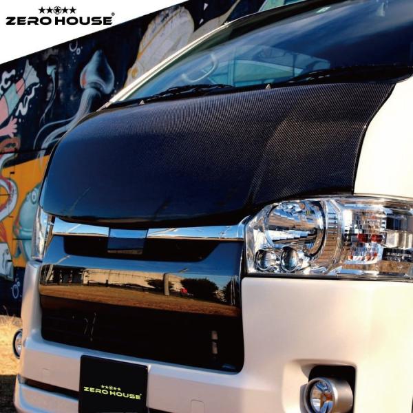 ハイエース・レジアスエース　200系　ボンネット　カーボン製　全型対応　バットフェイス　リアルカーボ...