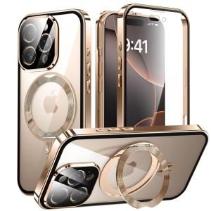 iPhone 16 Pro 用 両面 MagSafe対応 ケース アイフォン16プロ アルミバンパー 360°回転スタンド Uovon スマ｜multiwork