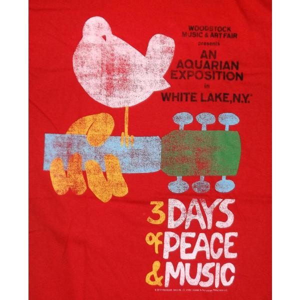 ウッドストック Tシャツ WOODSTOCK 赤 USA 正規品 ロックTシャツ