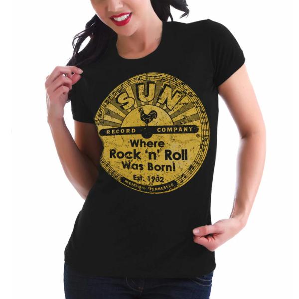 サン レコード Tシャツ (レディース) Sun Record Distressed Logo by...