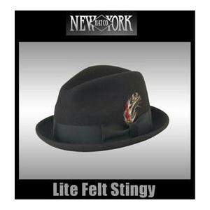 ニュー ヨーク ハット Stingy 黒 New York Hat ポークパイ フェドラ ハット 中...