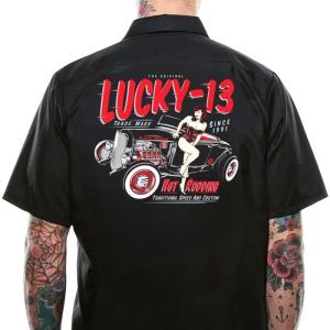 ラッキー13 ワークシャツ LUCKY13 LOLA 黒 半袖シャツ