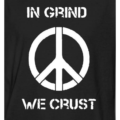 ピース Tシャツ グラインド コア IN GRIND WE CRUST Peace ロゴ マーク 黒...