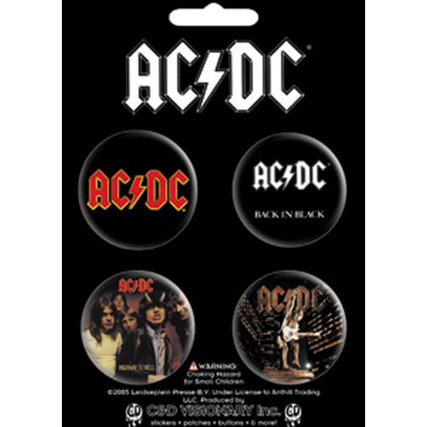 AC/DC バッジ 4pセット エーシーディーシー ACDC 正規品 ロックTシャツ バンドTシャツ