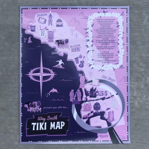 Tiki Farm ティキ ファーム ポスター Way South Tiki Map
