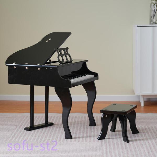 ピアノ おもちゃ ミニグランドピアノ 椅子付 30鍵盤 楽譜付き チェア ミニピアノ 楽器 鉄琴 ト...
