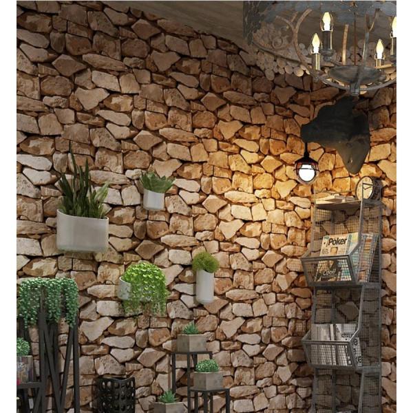 ヴィンテージの3Dレンガの壁紙の岩の壁紙模造の石の柄のレストラン鍋のホテルの居間の壁紙の壁紙