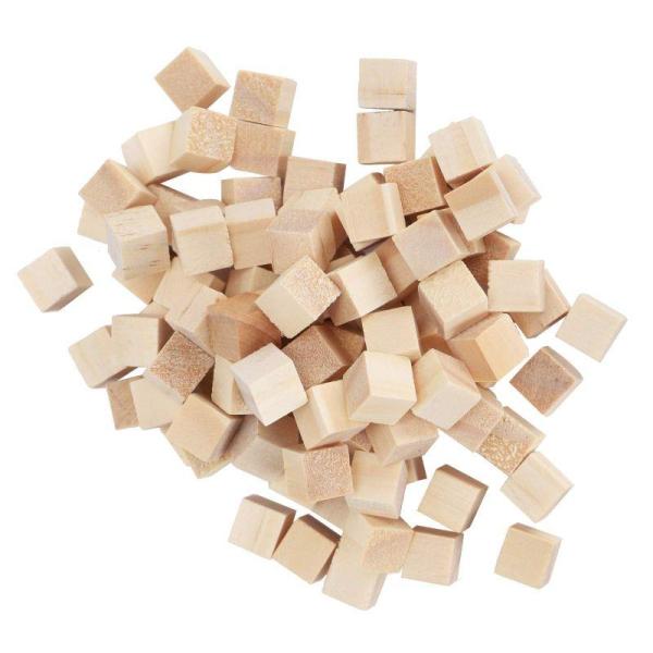 未完成の立方体木製ブロック、クラフトシャワーゲーム用の天然木の色の正方形100個/パックを作る安全な...