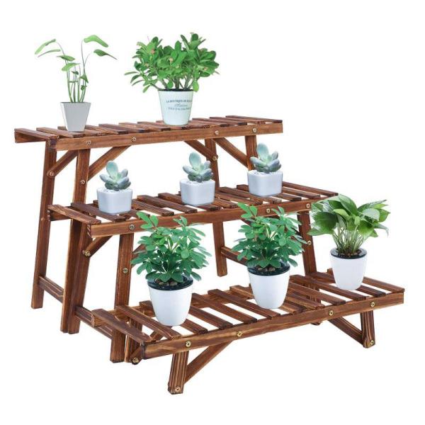 LUVODI フラワースタンド 木製 3段 ベンチ プランタースタンド ガーデンラック 花台 鉢植え...