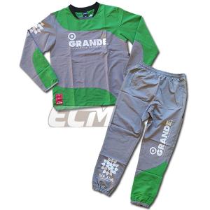 【GRN2016AW】GRANDE ツートンピステ上下セット チャコールｘグリーン【グランデ/サッカー/フットサル/サポーター/トレーニング】｜mundial