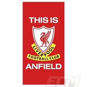 【ECM25】【国内未発売】リバプール　オフィシャル ヴェロアタオル This is Anfield【寝具/インテリア/プレミアリーグ/サッカー/liverpool/バスタオル】｜mundial