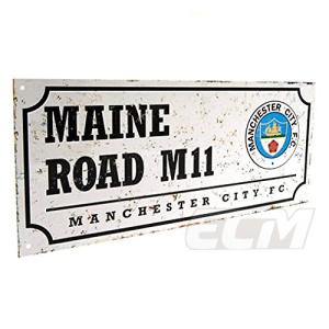 【ECM25】マンチェスターシティ レトロ ストリートサイン"MAINE ROAD"【プレミアリーグManchester City/アグエロ/サッカー/インテリア】｜mundial