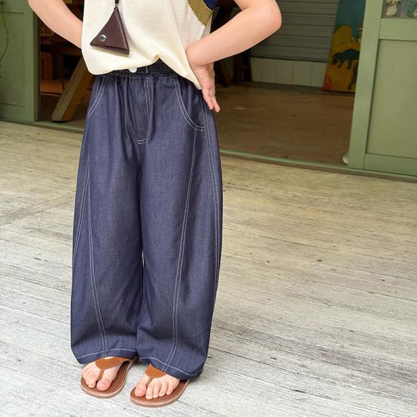 【予約販売】90-150cm ワイドデニムパンツ