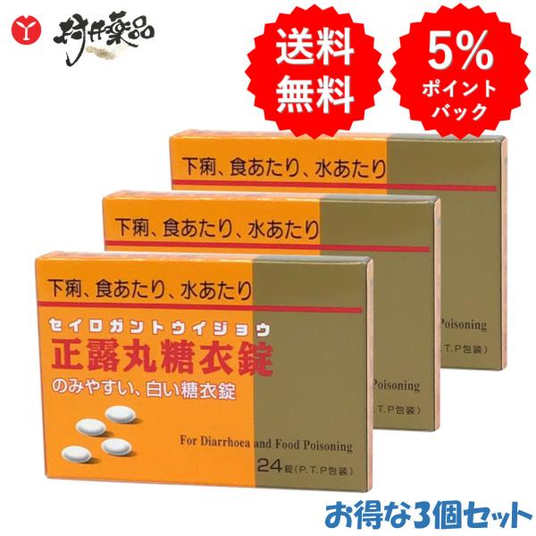 ニッシン正露丸糖衣錠 24錠 ×3個 正露丸 糖衣 はら薬 渡辺薬品 【第2類医薬品】